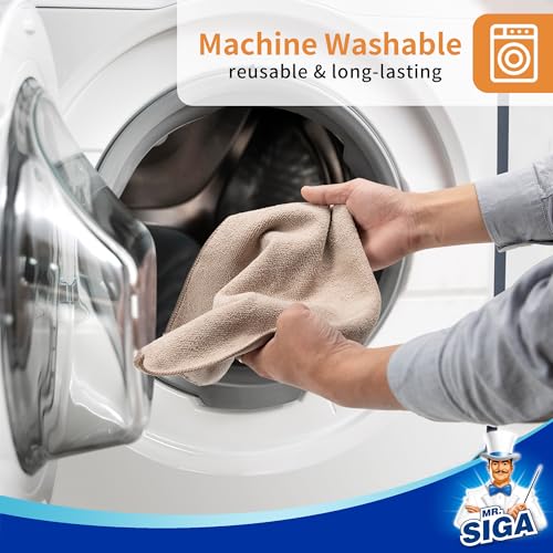 MR.SIGA Microfiber Cleaning Cloths, All-Purpose Surface Microfiber Towels, Streak Free Cleaning Rags, Pack of 12, Wheat, Size 32 x 32 cm(12.6 x 12.6 inch) - color: Wheat