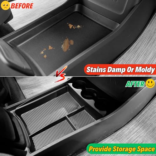 Lower Center Console Organizer Tray with Cup Holder/Armrest Organizer Storage Box Compatible with 2026 2025 2024 2023 2022 Rivian R1s R1t Interior Insert Accessories, Black - 2 Pack - style: Center Console Organizer