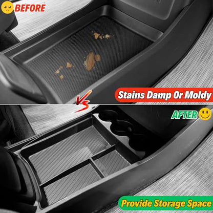 Lower Center Console Organizer Tray with Cup Holder/Armrest Organizer Storage Box Compatible with 2026 2025 2024 2023 2022 Rivian R1s R1t Interior Insert Accessories, Black - 2 Pack - style: Center Console Organizer