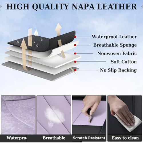 Coverado Rear Seat Covers for Cars, Waterproof Car Seat Covers Back Seat Cover, Faux Leather Seat Covers Automotive Seat Covers Seat Cushion Protector Universal Fit for Most Cars, Black&Purple - color: Black&Purple