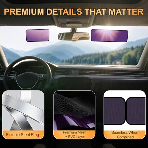 XCBYT Square Car Window Shades - Mixed Size 4 Pack Static Cling Sun & Glare Blocker, Removable Semi-Transparent Window Tint for Windshield, Side & Rear Windows (2 Small + 2 Long) - color: 4*Semi-Transparent, size: 9.84" X 7.09" + 15.75" X 7.09"