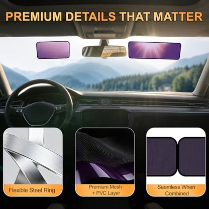 XCBYT Square Car Window Shades - Mixed Size 4 Pack Static Cling Sun & Glare Blocker, Removable Semi-Transparent Window Tint for Windshield, Side & Rear Windows (2 Small + 2 Long) - color: 4*Semi-Transparent, size: 9.84" X 7.09" + 15.75" X 7.09"