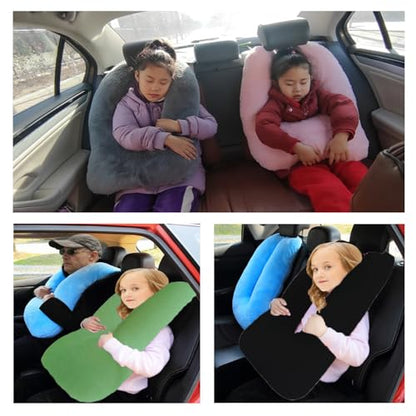 FHSGGP Travel Pillow Car Pillow Kid Car Sleeping The Sleeping Aid for Adults and Kids on Road Trips Sponge Kids Travel Pillow Provides Body and Head Support Sage Green - color: D-sage Green
