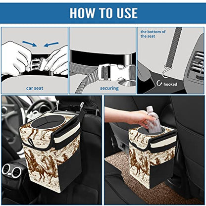 Wild Western Cowboy Car Trash Can with Lid Collapsible Reusable Waterproof Car Garage Bag,Automotive Garbage Can,Car Accessories Interior Car Organizer - color: 220120411