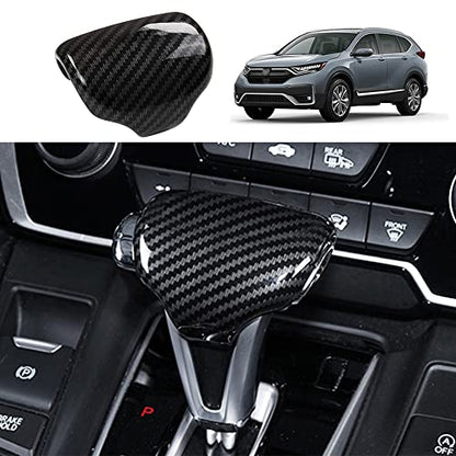 for CRV 2017-2022 Gear Shift Knob Cover Trim Sticker ABS Carbon Fiber Grain Fit for Honda CRV CR-V LX EX EX-L 2017 2018 2019 2020 2021 2022 Automotive - color: Gear Shift Knob Cover