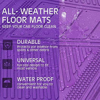 CAR PASS Heavy Duty Rubber Floor Mats 4-Piece Car Mat Set - Universal Waterproof Floor Mats for Car SUV Truck, Durable All-Weather Mats(Purple) - color: purple