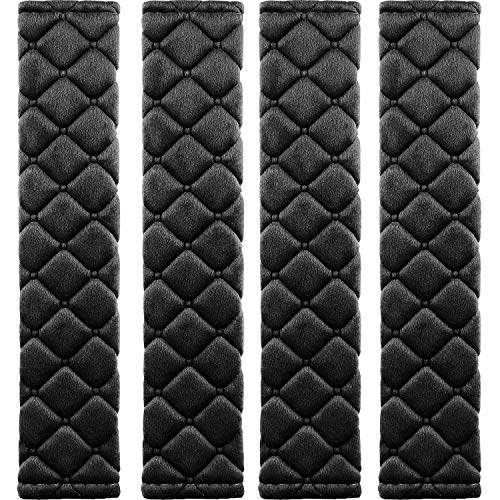 4 Pack Universal Car Seat Belt Pads, Adult Seat Belt Shoulder Strap Covers Harness Pad for Car/Bag,Soft Comfort Helps Protect You Neck Shoulder from The Seat Belt Rubbing（Black） - color: black