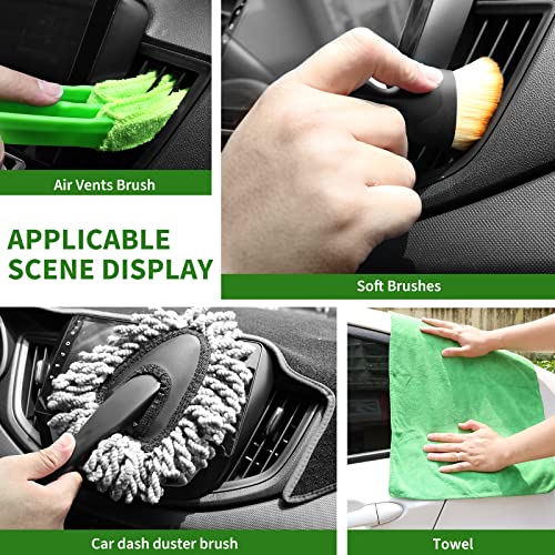 18Pcs Car Detailing Kit, Interior Car Cleaning Kit, Leather & Textile Car Interior Brush, Car Detailing Brush Set with Windshield Cleaning Tool Complete Car Interior Care Kit