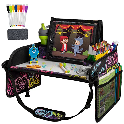 Lusso Gear Kids Travel Tray for Car - Road Trip Essentials for Kids - Car Seat Tray for Toddlers & Kids - for Airplane, Kids Travel Desk, Road Trip Activities (Floral) - color: Floral