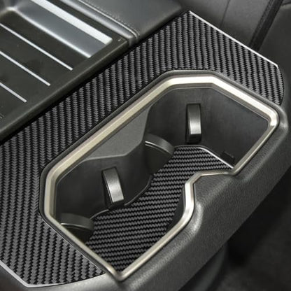 NVCNX Real Premium Carbon Fiber for Toyota Tundra 2022-2026 / Sequoia 2023-2026 2024 2025 Truck Pickup SUV Center Console Armrest Cup Holder Cover Interior Trim Accessories Overlay Sticker Decal 2PCs - color: Center Console Armrest Cup Holder Trim