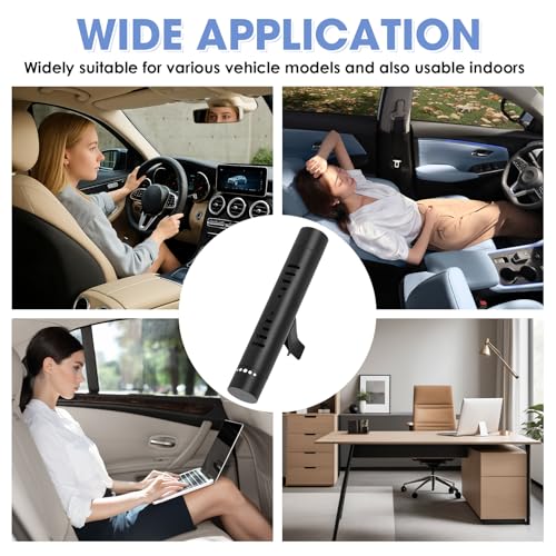 2 Pcs Car Air Essential Oil Diffuser Vent Clip with 12 Pcs Odorless Refill Sticks, Premium Aluminum Air Freshener Diffuser Suitable for Cars, Office, Kitchen (Black, 2 Pcs)