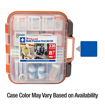 24/7 First Aid OSHA Compliant First aid Kit, All-Purpose 100-Person Emergency First Aid Kit for Business, Home, and Car in Plastic Case with Easy-Slide Latches, 336 Pieces