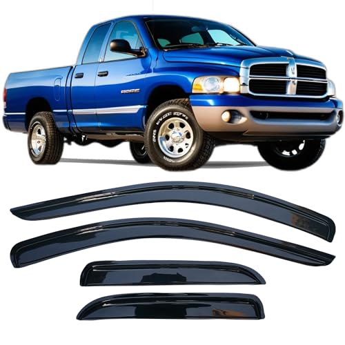 Window Visors Rain Guards for 2002-2008 Dodge Ram 1500,03-09 Dodge Ram 2500 3500 4500 5500, Only Quad Cab Side Window Deflectors Vent Visor Sun Shades - size: For 2002-2008 Dodge Ram 1500 Crew Cab