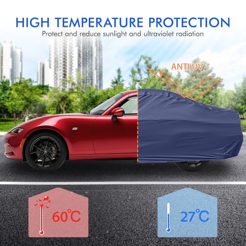 Car Cover Waterproof All Weather, 6 Layers Outdoor Full Exterior Cover Rain Sun UV Snowproof Protection with Zipper Cotton, Mirror Pocket for Mazda MX-5 - style: Mazda MX-5