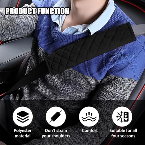 Car Seatbelt Cover, 2PCS Soft Velvet Vehicle Seat Belt Shoulder Strap Harness Pad for Comfortable Driving, Automotive Neck Chest Protection Cushion, Universal for Truck Sedan SUV (Black) - color: Black