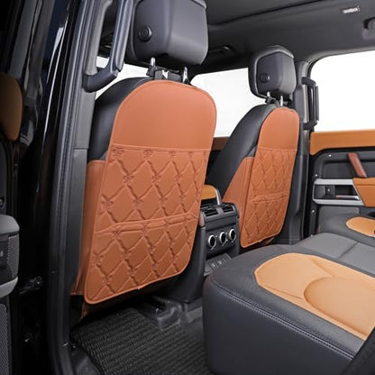 TAIKOO Seat Back Protector + Large Capacity Pocket Storage Organizer,Preventing The Impact of Children Stepping on The Seat Backrest (Style B-Brown) - color: Style B-Brown