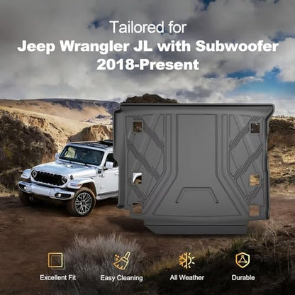 Cargo Mat fit for 2018-2026 Jeep Wrangler JL 4X4 with OEM Subwoofer, All-Weather Guard Trunk Mat Cargo Liners Heavy Duty Waterproof Odorless Durable Wrangler JL 4 Door - NOT FIT 4XE OR JK - style: 7) for Jeep Wrangler JL With Subwoofer 2018-2026 Cargo Lin