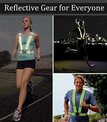Running Reflective Vest Gear 3 Pack, Adjustable Safety Vest High Visible Reflective Belt Straps Night Walking Vest - color: Green,Blue,Grass Green