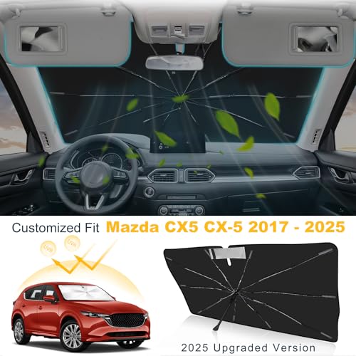 Windshield Sun Shade Umbrella Custom Fit CX5 CX-5 2017-2024 2025 Foldable UV Protection Car Cover, Emergency Rain Shield & Dashboard Protector - Durable Auto Accessory - size: For CX5 CX-5 2017+