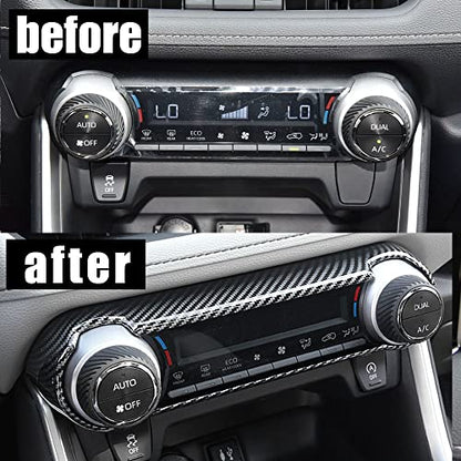 ERIDANUS Auto Accessories Fit for RAV4 2024 2023 2022 2021 2020 2019 Dashboard Ac Switch Panel Button Cover Frame Trim (Black Carbon Fiber Style) ABS 1 PC - color: Black Carbon Fiber Style