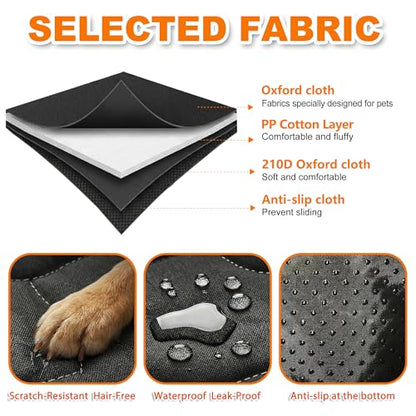 IJVAE SUV Cargo Liner for Dogs, Waterproof Dog Trunk Cover with Bumper Flap Protector, Pet Cargo Mat for SUVs Sedans Vans, Non-Slip Scratchproof Dog Seat Cover，Large Size Universal Fit, Black - size: Oxford Fabric