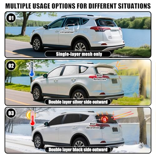 ZATOTOO Car Window Shades for Toyota RAV4 2019-2024 Sun Shade for Side Window & Rear Windshield Window Double Layer for Privacy Protection UV Heat Insulation for Camping Parking(No Front Windshield) - size: Rav4-(19-24)