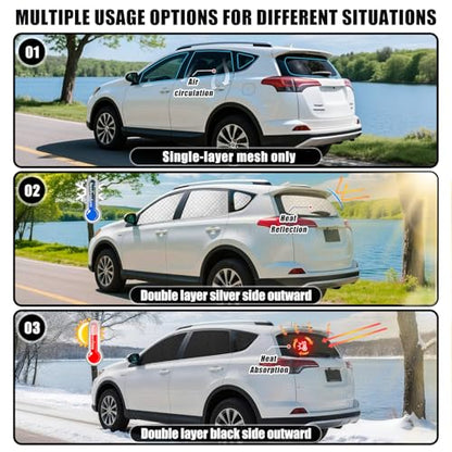 ZATOTOO Car Window Shades for Toyota RAV4 2019-2024 Sun Shade for Side Window & Rear Windshield Window Double Layer for Privacy Protection UV Heat Insulation for Camping Parking(No Front Windshield) - size: Rav4-(19-24)