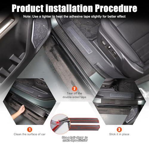 Genuine Carbon Fiber Door Sill Protector for Hummer EV SUV Pickup Accessories Anti-Scratch Door Edge Guards Entry Threshold Panel Trim Molding Kit for Hummer EV SUV Truck 2022-2024 2025+ (Black/2PCS)