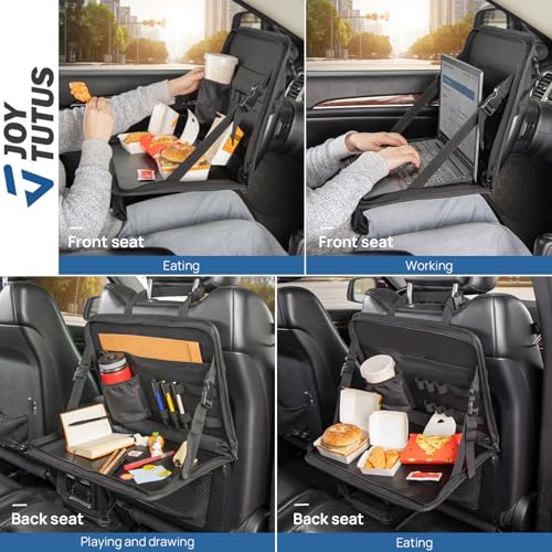 JOYTUTUS Steering Wheel Tray, Back Seat Headrest Tray for Eating Food and Drink, Work Table for Writing and Steering Wheel Laptop Desk, Car Organizer for Commuters, Travel, Family (16.54'' x 11.8'') - size: Medium