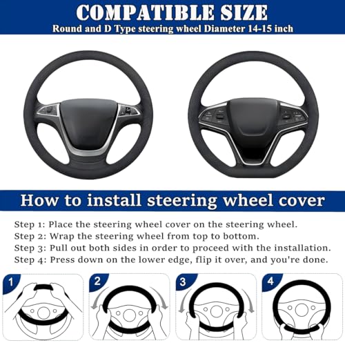 Soft Leather Car Steering Wheel Cover, Universal 15 Inch Colorful Rhinestones Anti-Slip Elastic Steering Wheel Covers for Most Cars, Sparkly Crystal Diamond for Women Girls (Pink) - color: Pink