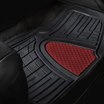 FH Group Premium Liners Tall Channel Trimmable All Weather Rubber Full Set Car Floor Mats (Pink) w. Trimmable All-Season Cargo Liner (Burgundy) - Universal Fit for Cars Trucks and SUVs - color: Burgundy, style: With Cargo Mats