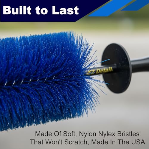 EZ Detail Brush Little - Wheel Rim Cleaner for Cars, Bike, Trucks, Motorcycle, and Other Vehicles. Non-Scratch Auto Detailing Tool, Easily reaches Nook and Crannies - color: Blue