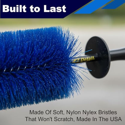 EZ Detail Brush Little - Wheel Rim Cleaner for Cars, Bike, Trucks, Motorcycle, and Other Vehicles. Non-Scratch Auto Detailing Tool, Easily reaches Nook and Crannies - color: Blue