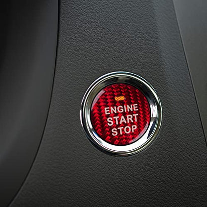 AIRSPEED Carbon Fiber Car Engine Start Button Cover Center Console Push-Button Sticker Interior Trim for Lexus is(2006-2012), ES(2006-2012), LX(2007-2015), Red (with Hole) - color: Red With Hole