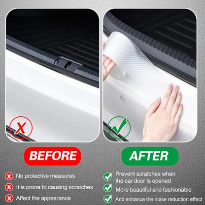 Car Door Edge Protector Sill Guards Door Film，3D Carbon Fiber Car Warp Clear Film with Anti-Collision Protection for Most Vehicles (2.7In x 16.5Ft Transparent)