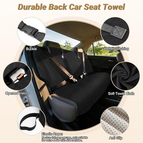 Back Seat Cover for Car SUV Van Trucks, Waterproof Car Seat Towel Cover After Gym, Sweat Rear Bench Towel Backseat Protector for Dogs Kids, Universal Fit, Non-Slip, Black (55" x 29") - color: Black-Car Back Seat Cover