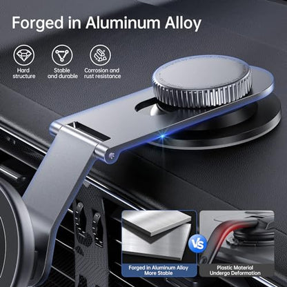 SYNCWIRE Fits MagSafe Car Mount for Universal Dashboard & Tesla Screen,Kevlar Silver Magnetic Phone Holder for Car,Super Stable Magnetic Car Phone Mount for iPhone 17 Pro Max 16 15 14 13 12&All Phones - color: Silver