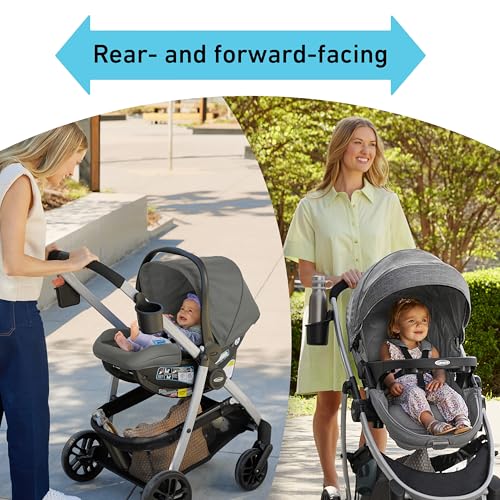 Graco® Modes Pramette Travel System, Includes Baby Stroller with True Pram Mode, Reversible Seat, One Hand Fold, Extra Storage, Child Tray and SnugRide 35 Infant Car Seat, Ontario - color: Ontario, style: No Style Name