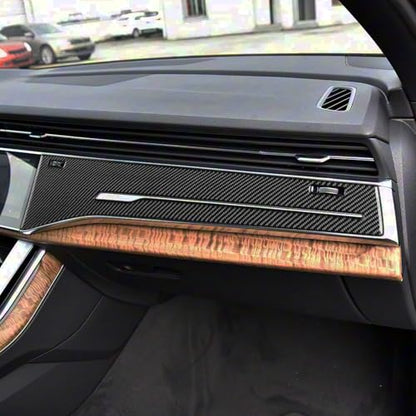 NVCNX Real Premium Carbon Fiber Accessories for Audi Q8 2019-2026 / Q7 SQ7 SQ8 RS Q8 2020-2026 2021 2022 2023 2024 2025 Car Dash Board Dashboard Panel Cover Interior Trim Overlay Sticker Decal 3PCs - color: Dash Panel Trim