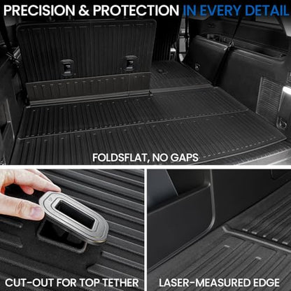 Cargo Mat Backrest Mats for 2018-2024 Ford Expedition Max/Lincoln Navigator L 7/8 Seats, All Weather TPE Trunk Mat Cargo Liner Accessories (Cargo Mat+3rd Row Backrest Mats) - style: 3rd Row Backrest Mats + Cargo Mat