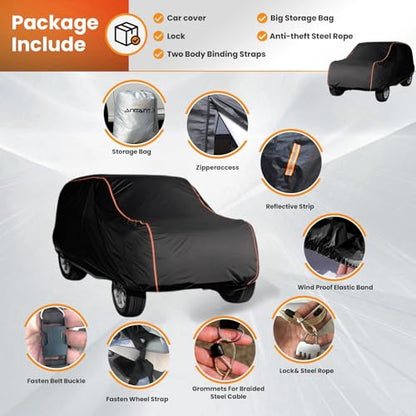 Super Lightweight Large Car Cover,Winter Snow Large SUV Cover Waterproof All Weather UV Rain Protection Full Exterior Covers Fit SUV 201" to 215" - color: Black(Air Pro), size: Size 11: SUV Plus (Under 216")