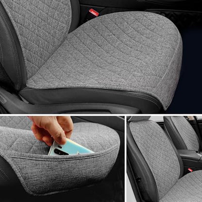 BOPUOVRE Linen Car Seat Covers Front Seat Covers Breathable Cloth Fabric Car Seat Protector - Universal Fit for Cars, Vans, SUVs, Trucks - 2 Units - Gray - color: Gray