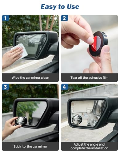 JOYTUTUS Blind Spot Mirror 2 Pack HD Frameless Convex Glass for Wide Angle View and Safer Lane Changing Compatible with Cars SUVs Trucks RVs Easy Stick On & Long Lasting Durability