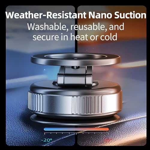 Vacuum Magnetic Car Phone Holder Compatible with MagSafe, 360° Adjustable Reinforced 110+LBS Suction Cup Phone Mount, Foldable Car Phone Holder for iPhone 17 Pro Max/16/15/14/13/12 & Android - color: Space Gray