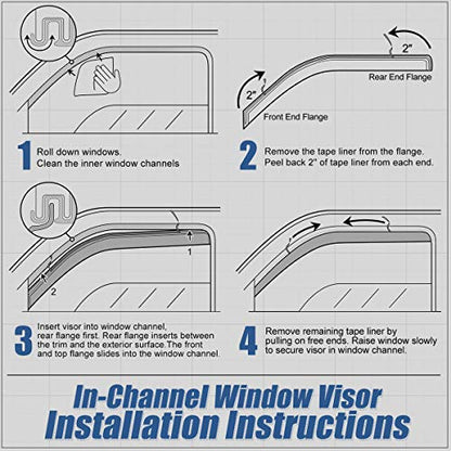 Auto Dynasty Replacement for Dodge Dakota 2pcs in-Channel Window Vent Visor Deflector Rain Guard (Dark Smoke) - size: 97-04 Dodge Dakota