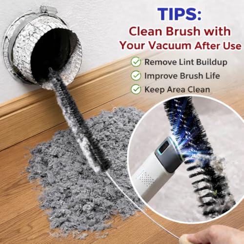 Dryer Vent Cleaner Kit – Flexible Lint Brush for Household Cleaning, Long Refrigerator Coil Brush, Dust & Pet Hair Remover (1-Pack) - size: 1 pack