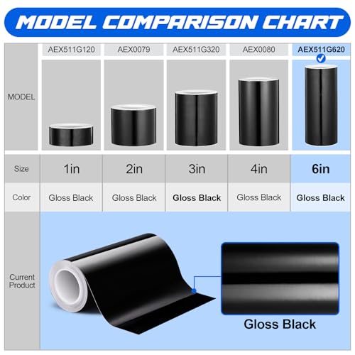 Spurtar Gloss Black Vinyl Wrap 6 Inch x 20ft Air-Release Adhesive Car Vinyl Tape Chrome Delete Wrap Roll DIY Car Exterior Decoration Door Edge Guard Vehicle Detailing Paper 15CM x 6M - size: 6 in x 20 ft
