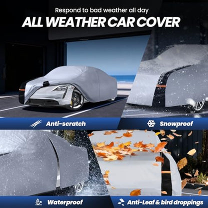 Car Cover Waterproof All Weather, 10 Layers Outdoor Car Covers for Automobiles - Custom Fit Lincoln Continental, Porsche Taycan, Buick Regal, etc. Sun & Rain Protector. C5 (See Size Chart) - size: C5 Fit Coupe/Cabrio 193"-203" (See Size Chart)