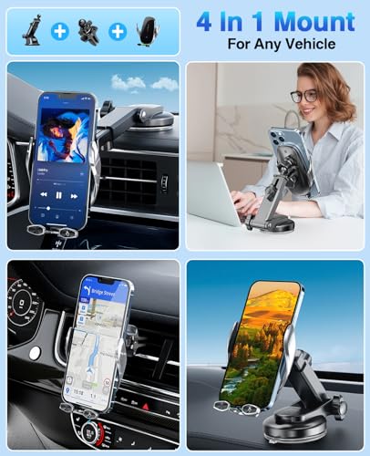 Wireless Car Charger,Mosurr 15W Auto Clamping Phone Holders for Your car fit for iPhone 16 15 14 Mini Pro Max, Samsung Galaxy S25 Ultra S24 S23+, etc, Fathers Day for Gifts (Sliver) - color: silver