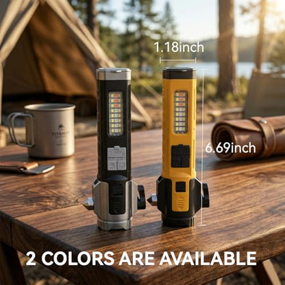 Solar Flashlights for Car Emergency Flashlight, Multi-Functional Escape Tool with Window Breaker Seatbelt Cutter Alarm Buzzer, Zoomable Spotlight for Roadside Assistance, Camping, Survival Black-1P - color: Black-1P
